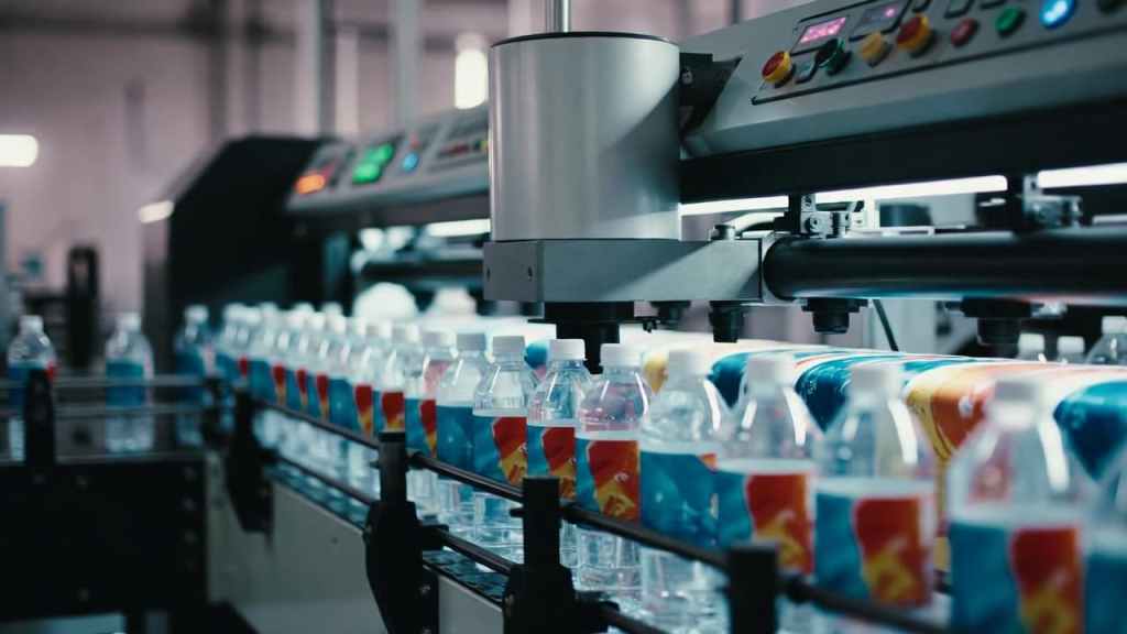 Industrial cylindrical printer printing durable graphics on plastic bottles