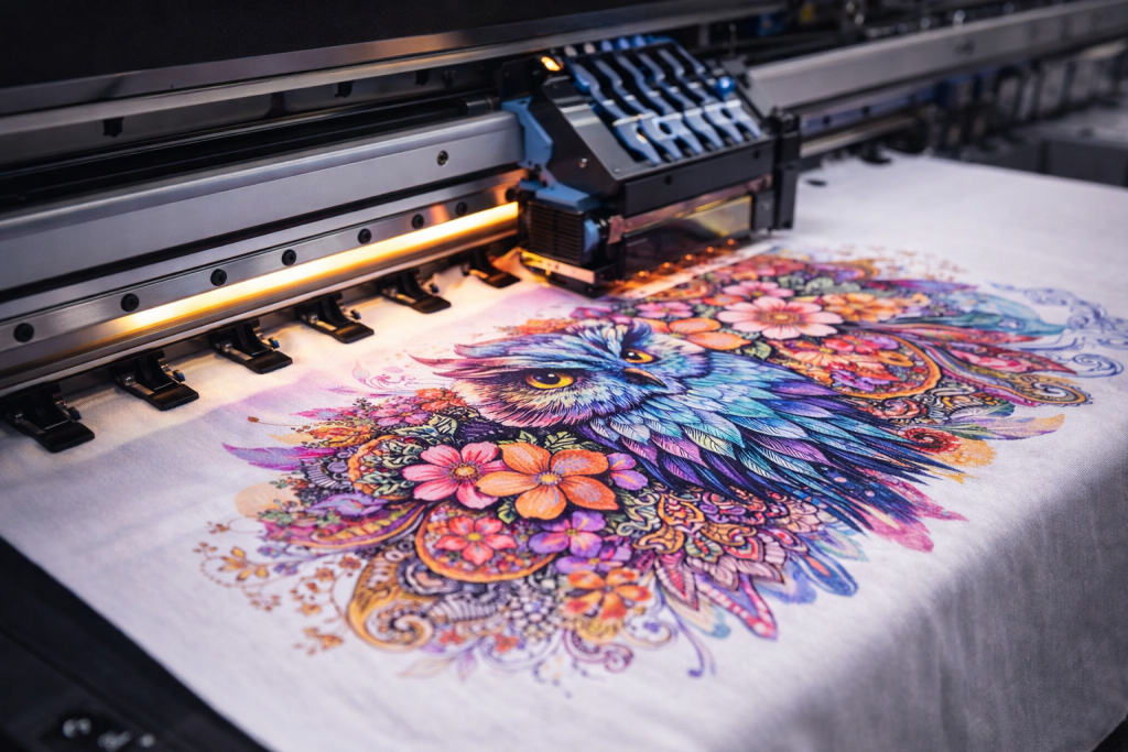 direct to fabric printing technology producing ultra fine detail on fabric
